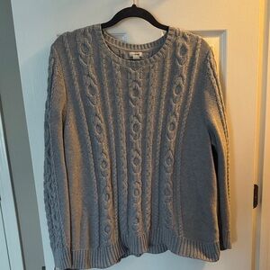 L.L. Bean Women's Cable-Knit Crewneck Sweater - Gray